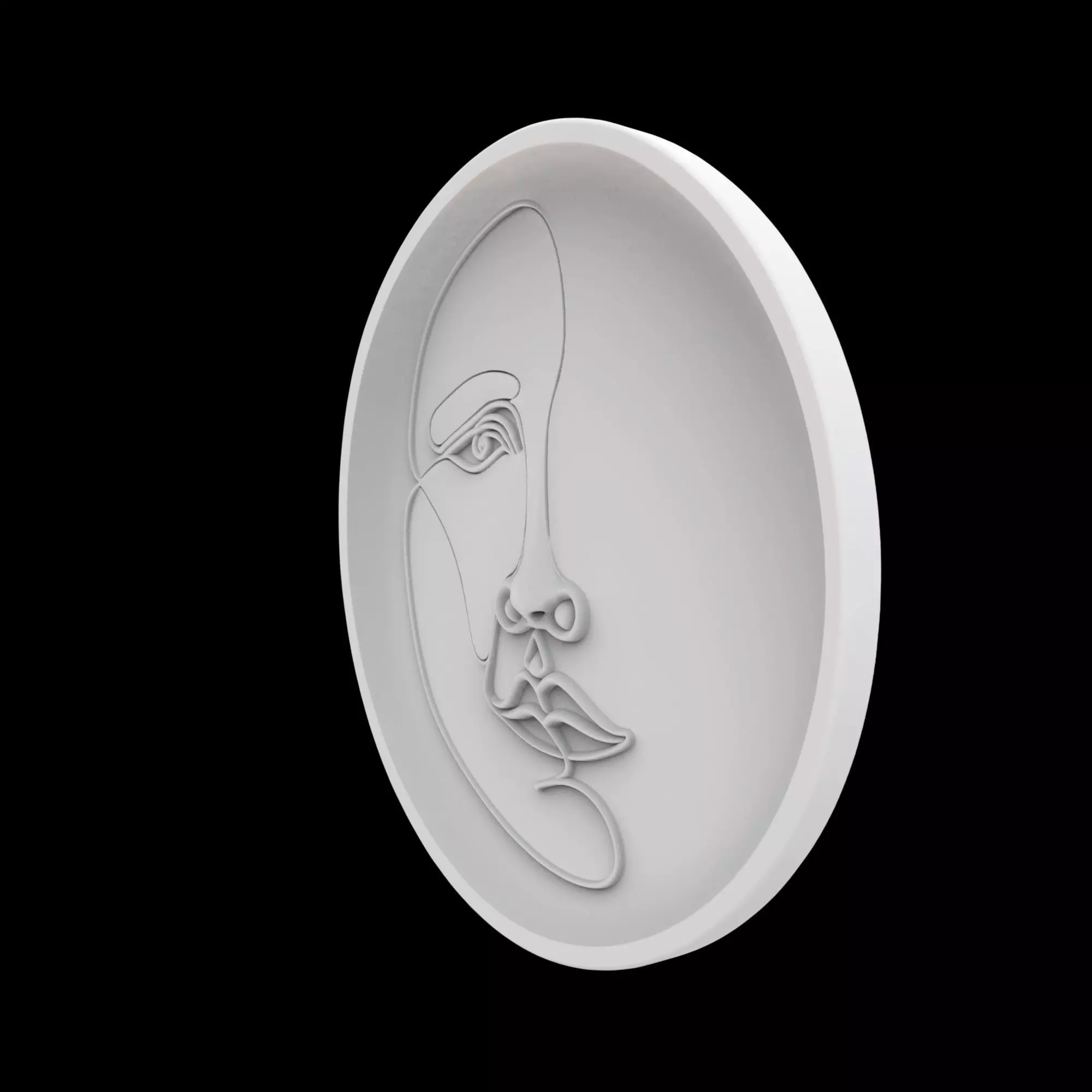 Abstract Line Art Face Wall Plate 3D Print Model 3D print model_2