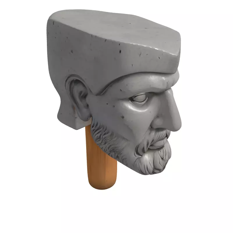 Ancient Philosopher Stone Head Bust Low-poly 3D model_3