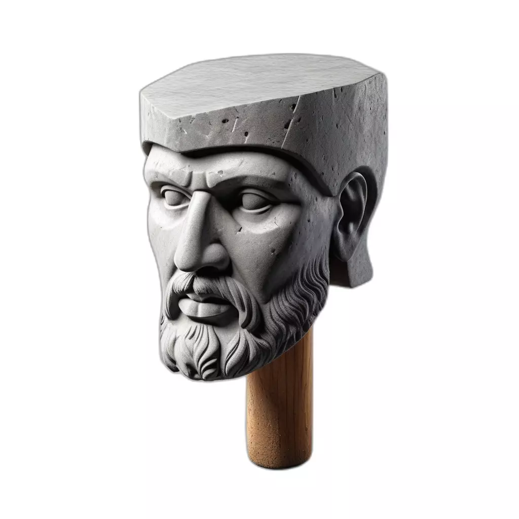 Ancient Philosopher Stone Head Bust Low-poly 3D model_0