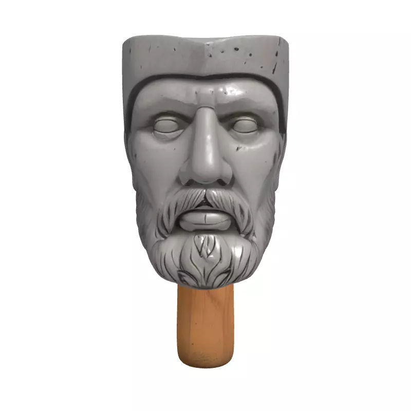 Ancient Philosopher Stone Head Bust Low-poly 3D model_4
