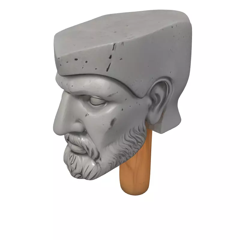 Ancient Philosopher Stone Head Bust Low-poly 3D model_2