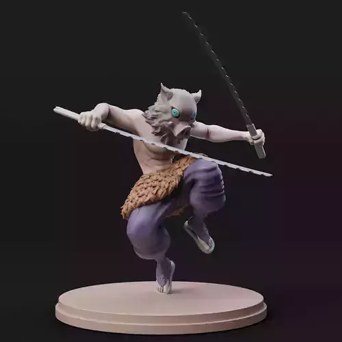 Stylized Beast  Demon  Warrior  Inosuke 3D Model detached Swords