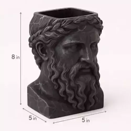 Marble Pen Holder with Ancient Greek God Head Statue 3D print model