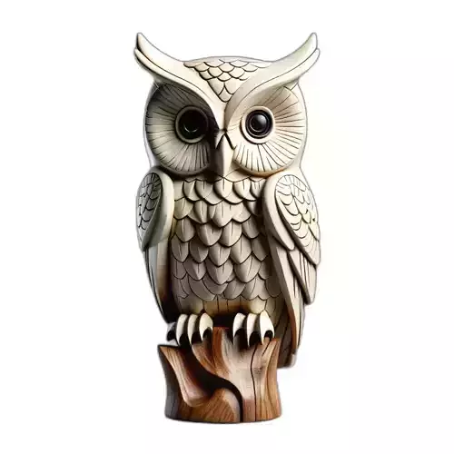 Stylized Owl Decorative Sculpture Figure