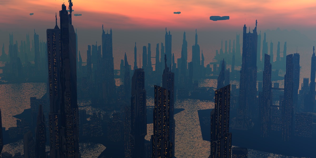 Scifi City Island 3D model_5