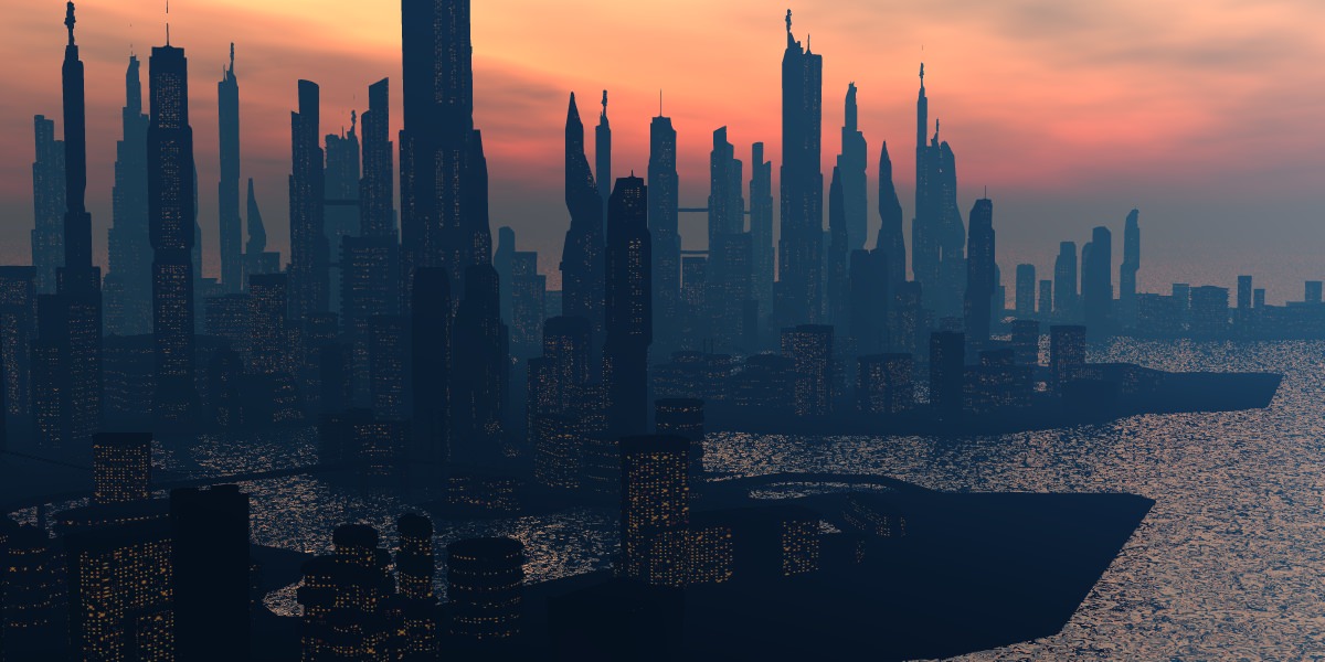 Scifi City Island 3D model_4