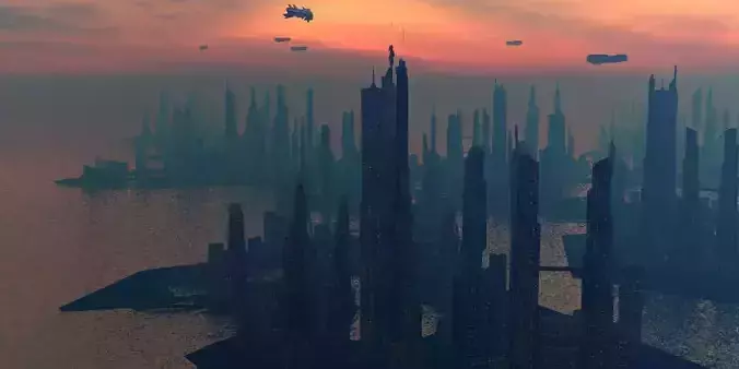 Scifi City Island 3D model