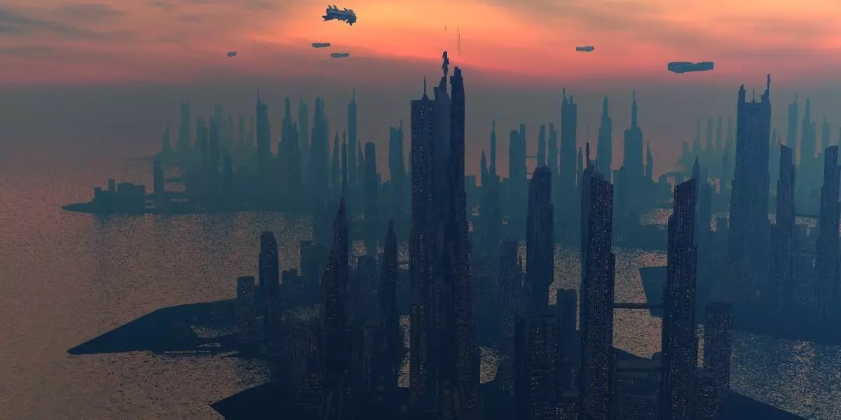 Scifi City Island 3D model_0