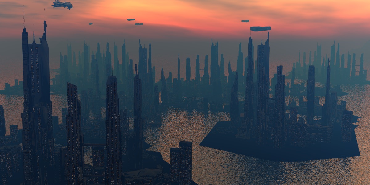 Scifi City Island 3D model_1