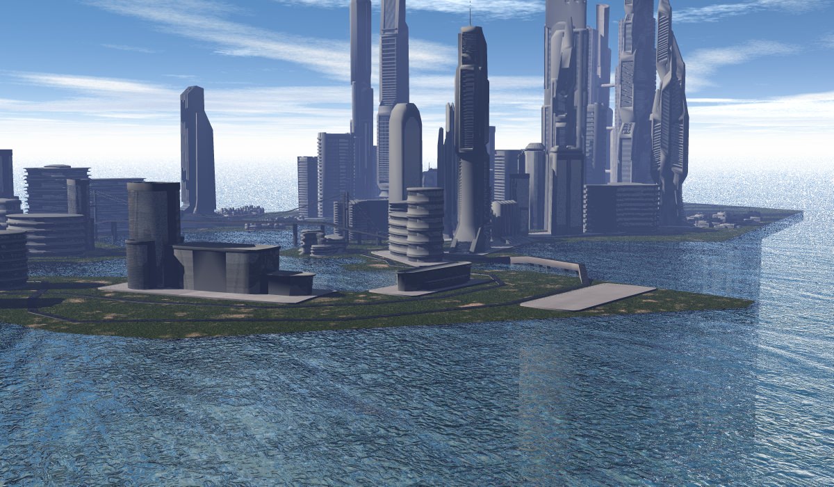 Scifi City Island 3D model_3