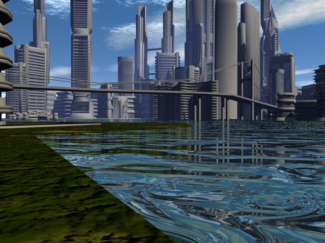 Scifi City Island 3D model_2