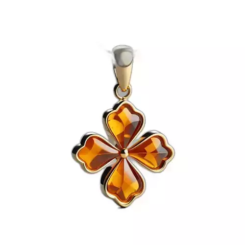 Gold Amber Clover Pendant
