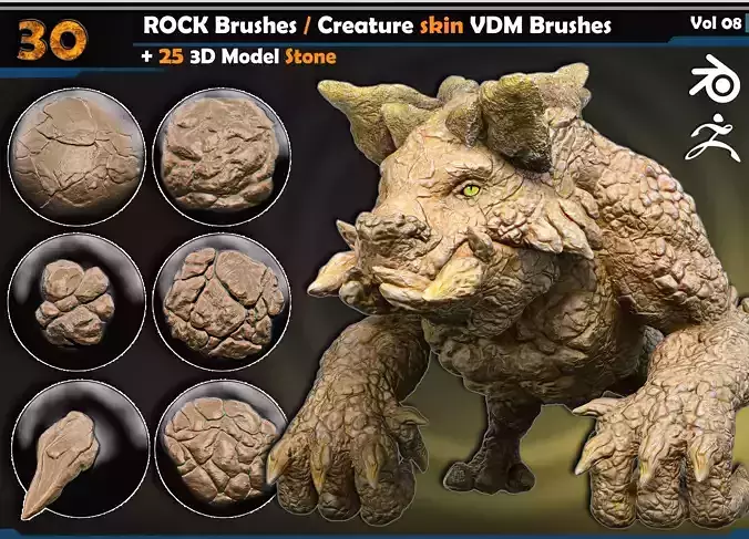 ROCK Brushe-Creature skin VDM Brushes  Vol 08