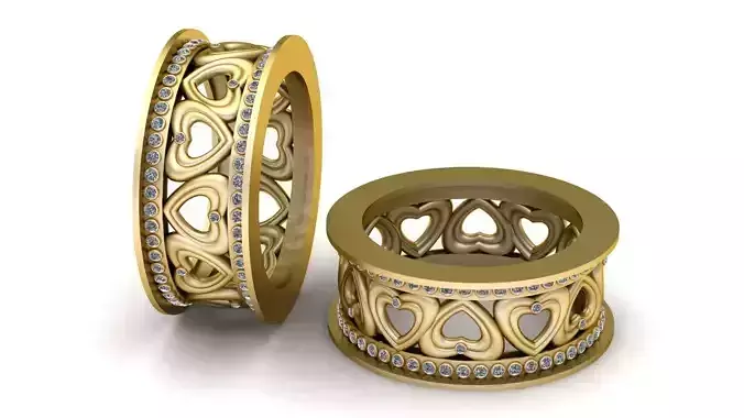 Heart Pattern Gold Ring 3D Printable Jewelry Design