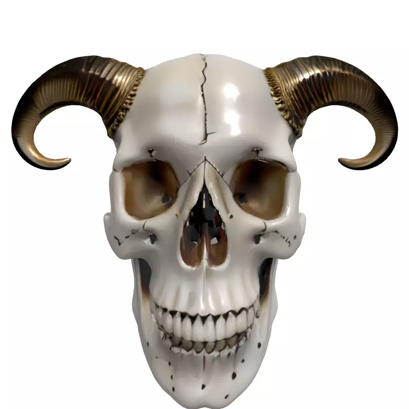 Demonic Horned Skull Low-poly 3D model_4
