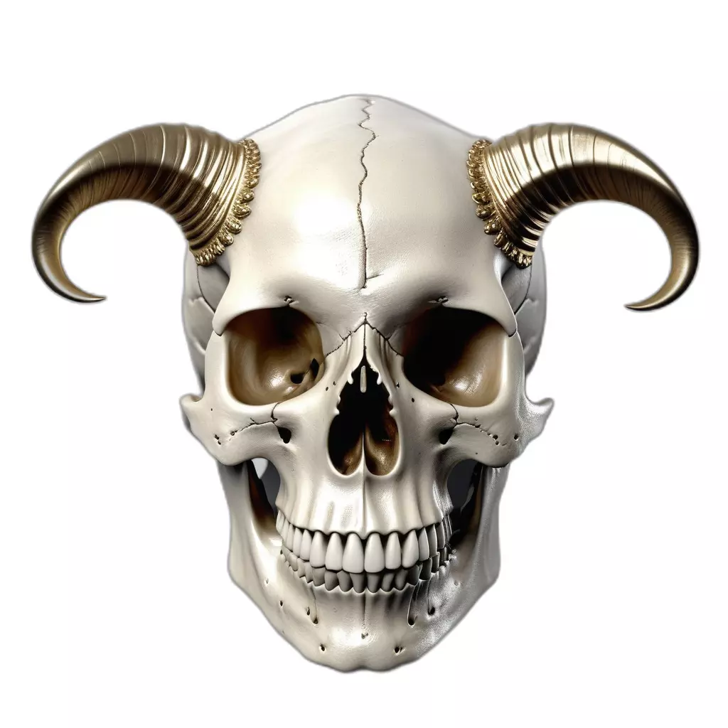 Demonic Horned Skull Low-poly 3D model_0