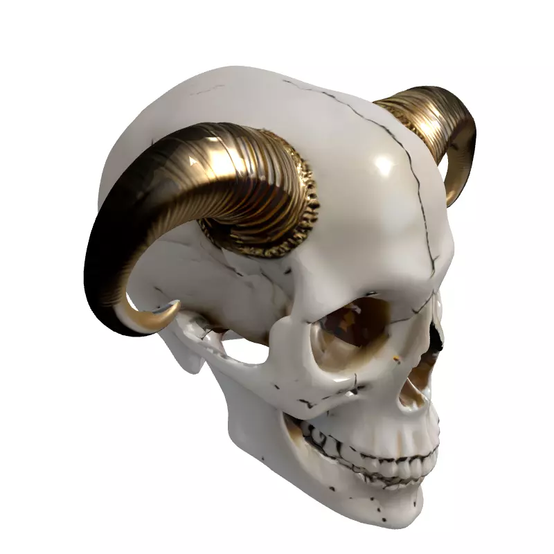 Demonic Horned Skull Low-poly 3D model_3