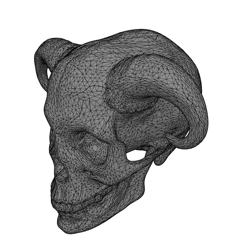 Demonic Horned Skull Low-poly 3D model_9