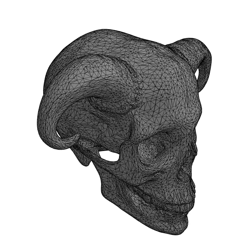 Demonic Horned Skull Low-poly 3D model_1
