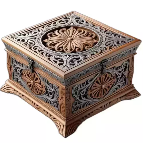 Ornate Carved Wooden Fantasy Box