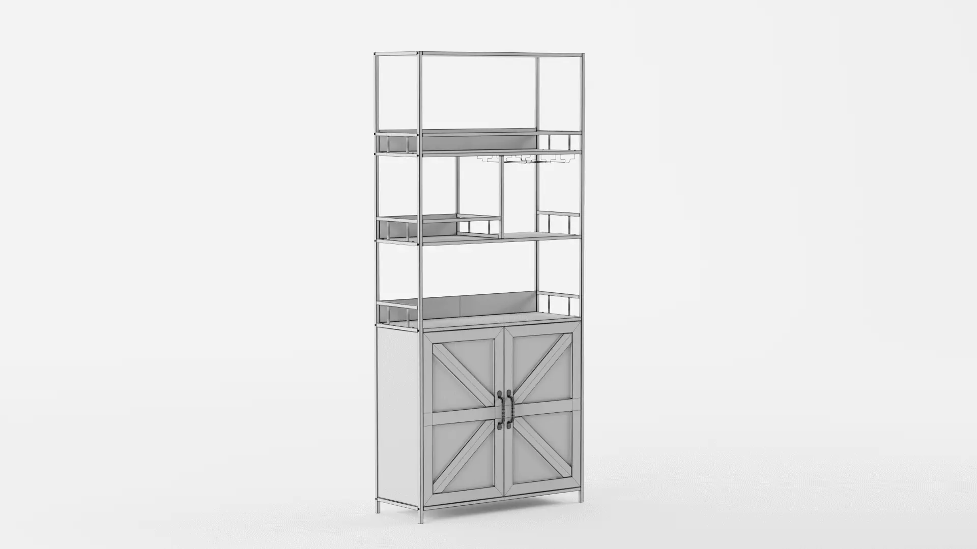 Tall Bar Cabinet in Bakers Rack With Cabinet 3D model_12