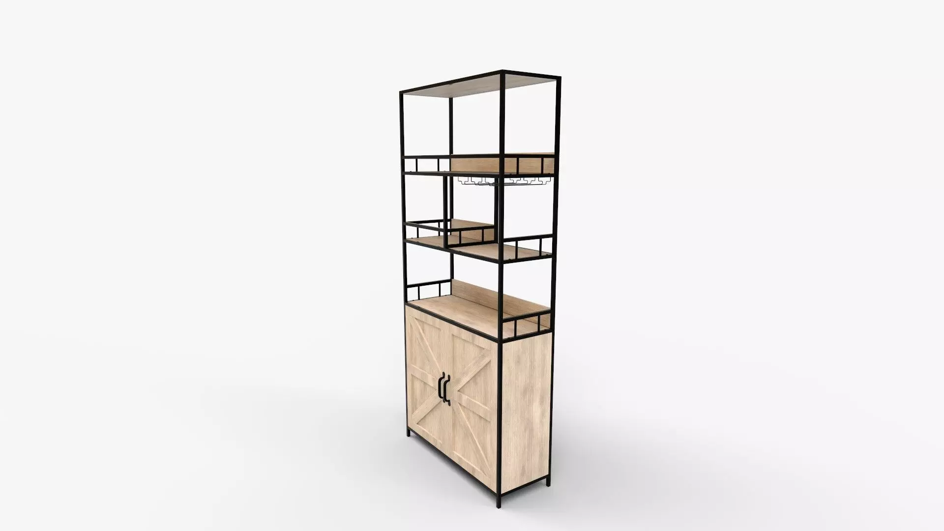 Tall Bar Cabinet in Bakers Rack With Cabinet 3D model_6