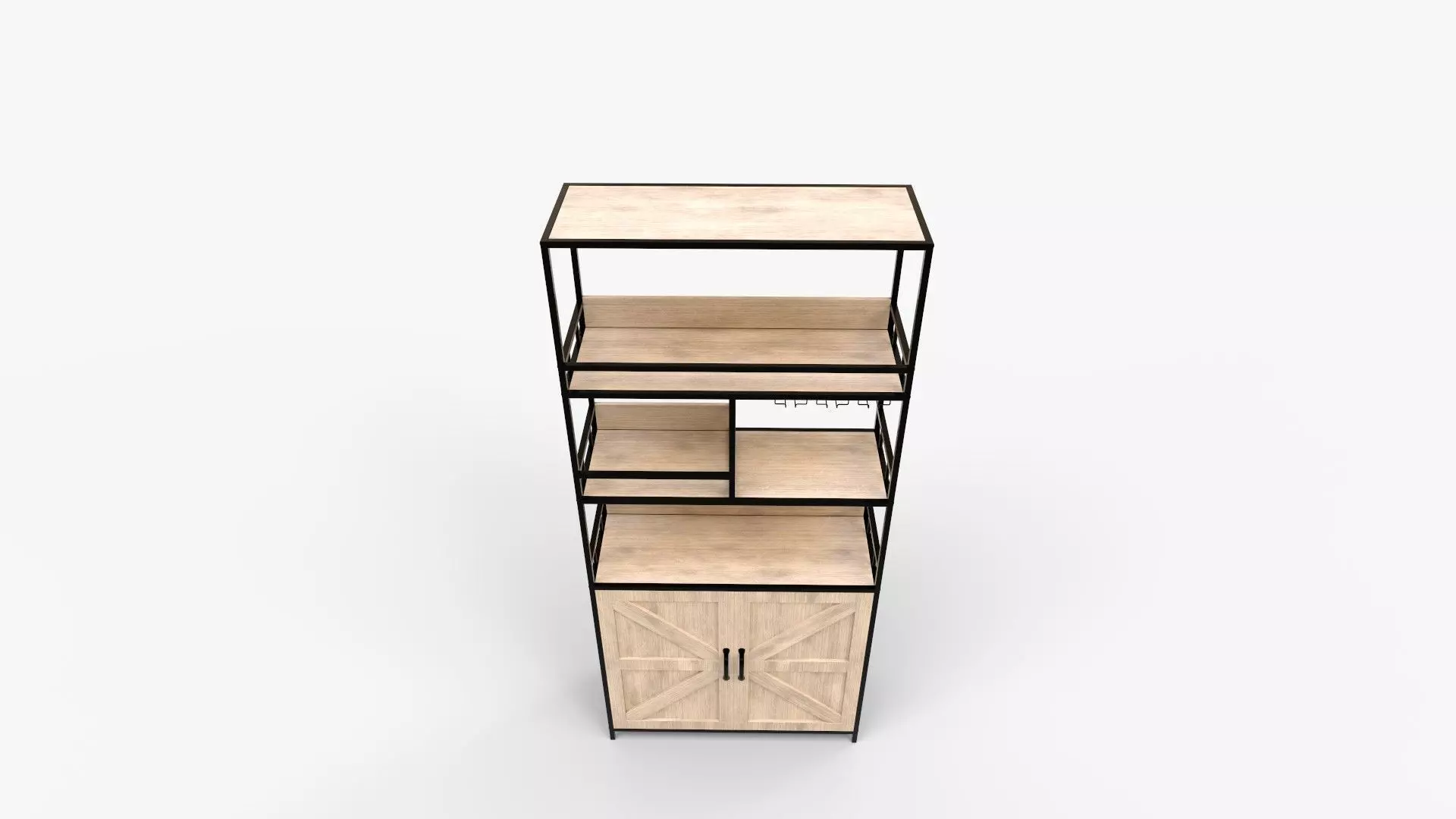 Tall Bar Cabinet in Bakers Rack With Cabinet 3D model_7