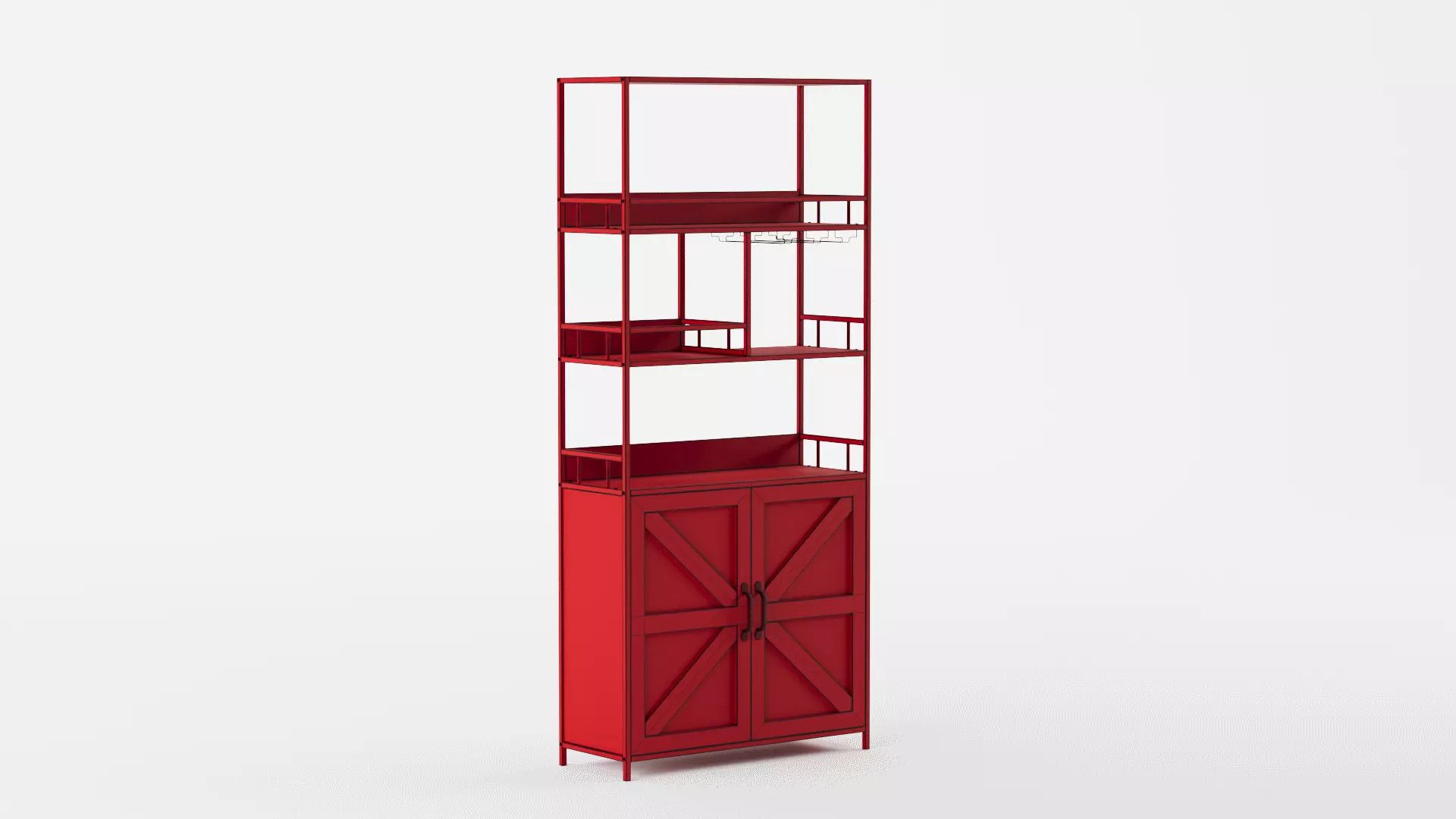 Tall Bar Cabinet in Bakers Rack With Cabinet 3D model_11