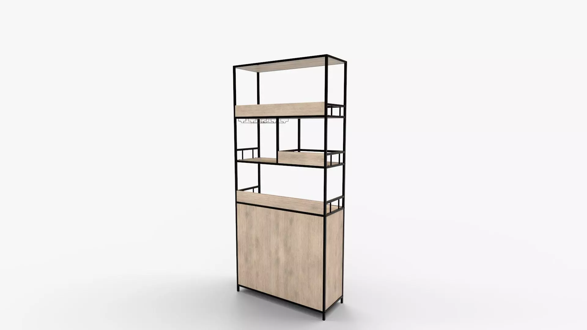 Tall Bar Cabinet in Bakers Rack With Cabinet 3D model_2