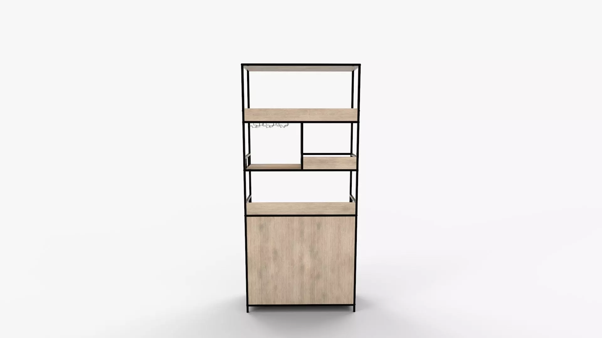 Tall Bar Cabinet in Bakers Rack With Cabinet 3D model_3