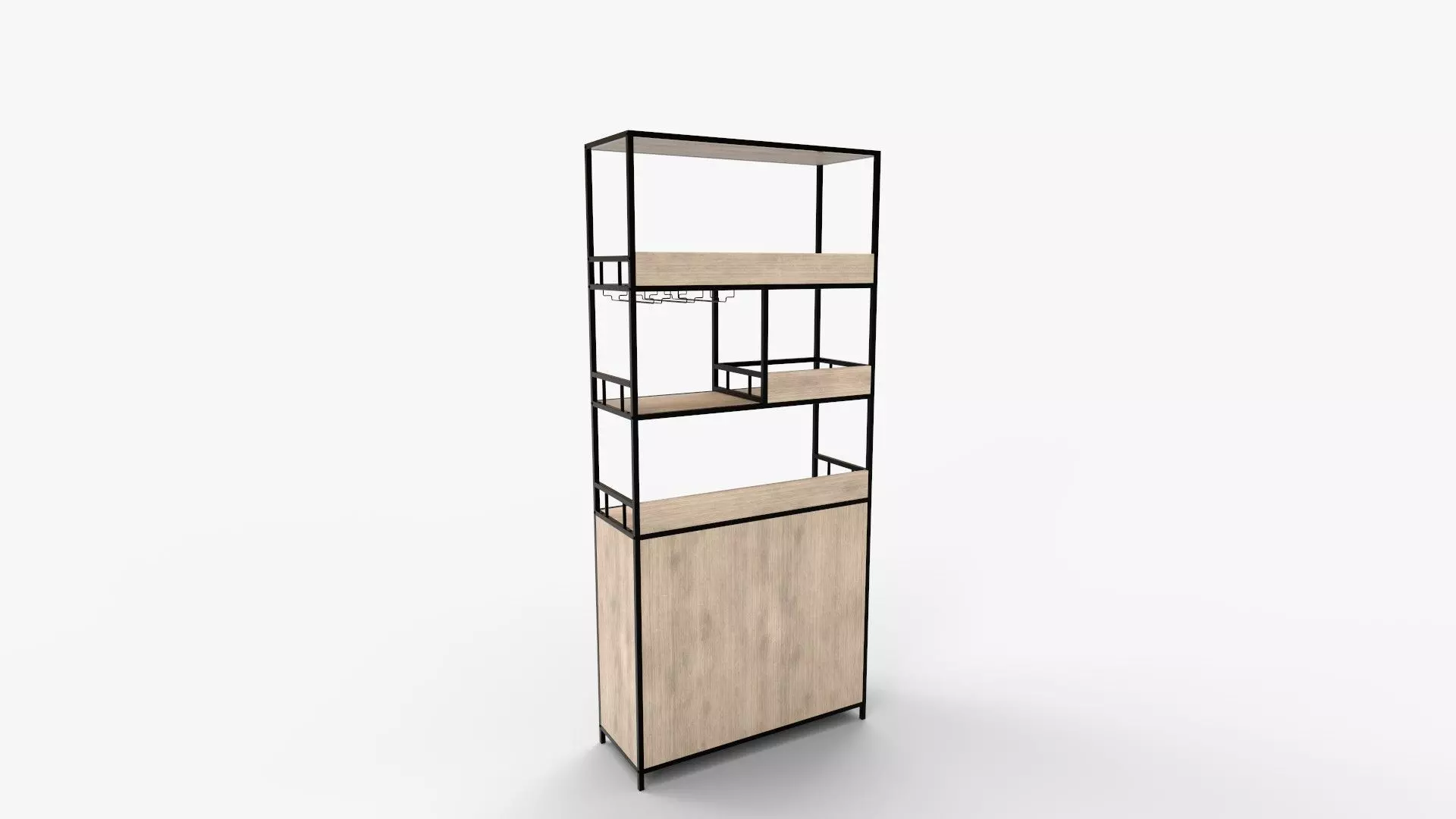 Tall Bar Cabinet in Bakers Rack With Cabinet 3D model_4