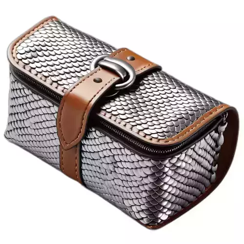 Scaled Metal Leather Pouch Case