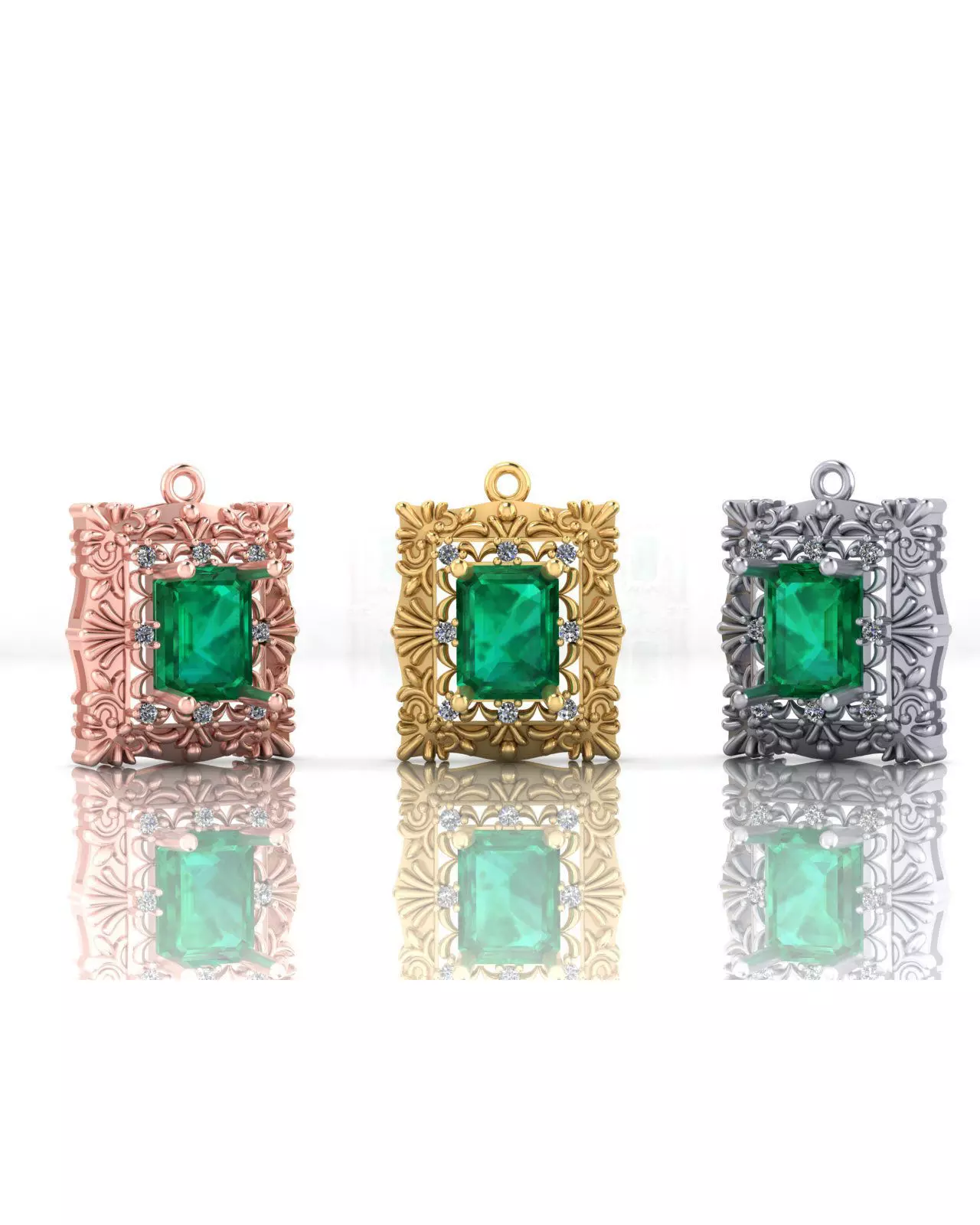 emerald jewelry pendant 3D print model
