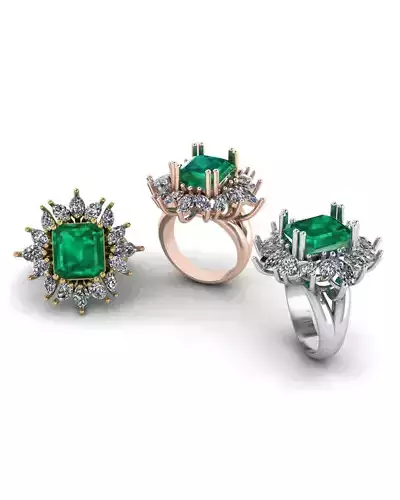emerald and marquise high jewelry ring 