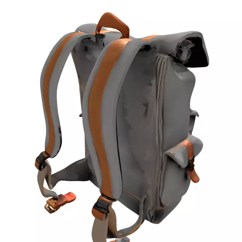 Vintage Canvas Leather Backpack Low-poly 3D model_6