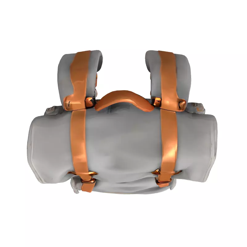 Vintage Canvas Leather Backpack Low-poly 3D model_8