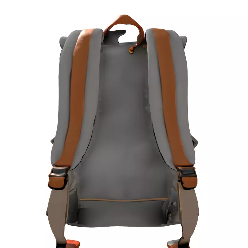Vintage Canvas Leather Backpack Low-poly 3D model_7