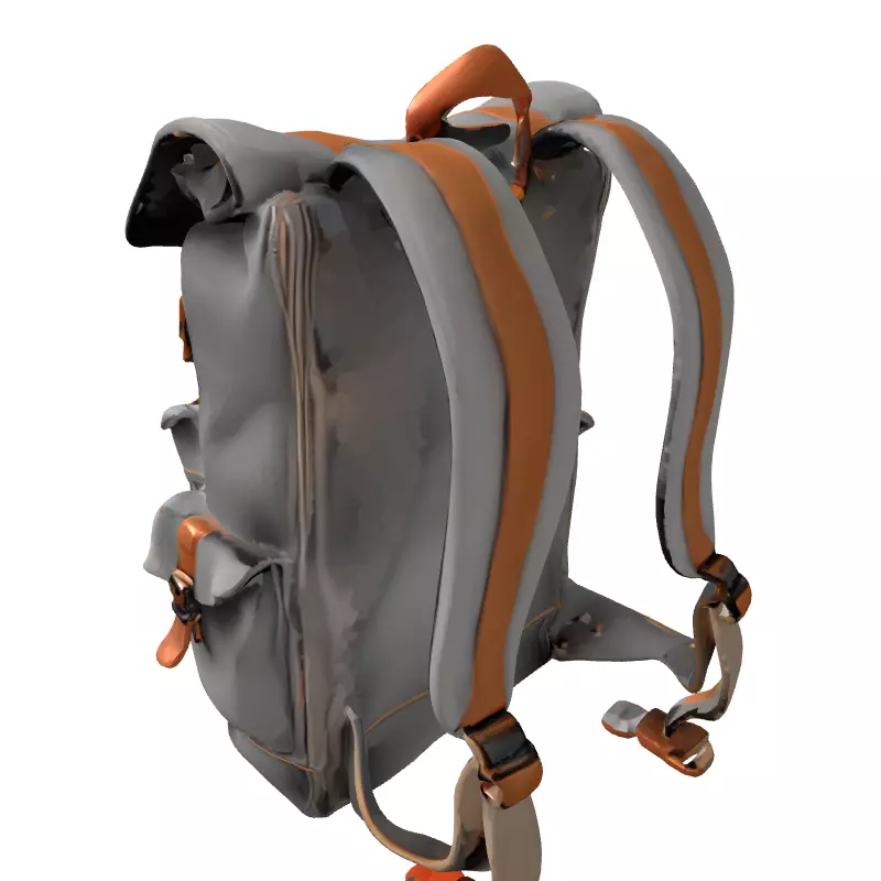 Vintage Canvas Leather Backpack Low-poly 3D model_5