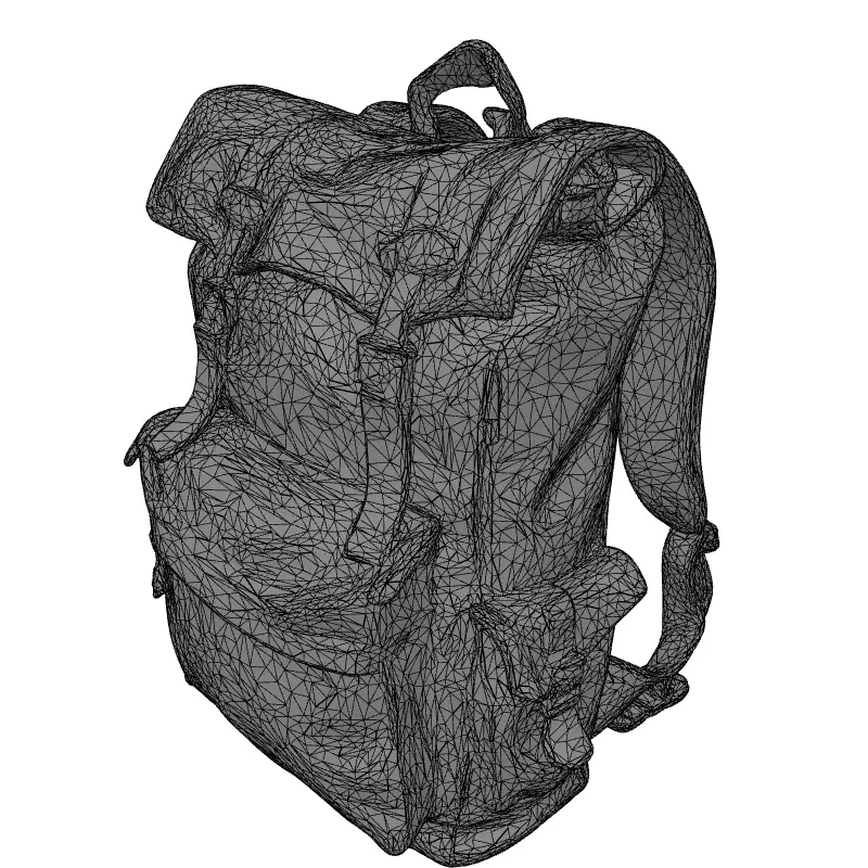 Vintage Canvas Leather Backpack Low-poly 3D model_9