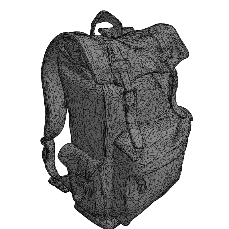 Vintage Canvas Leather Backpack Low-poly 3D model_1
