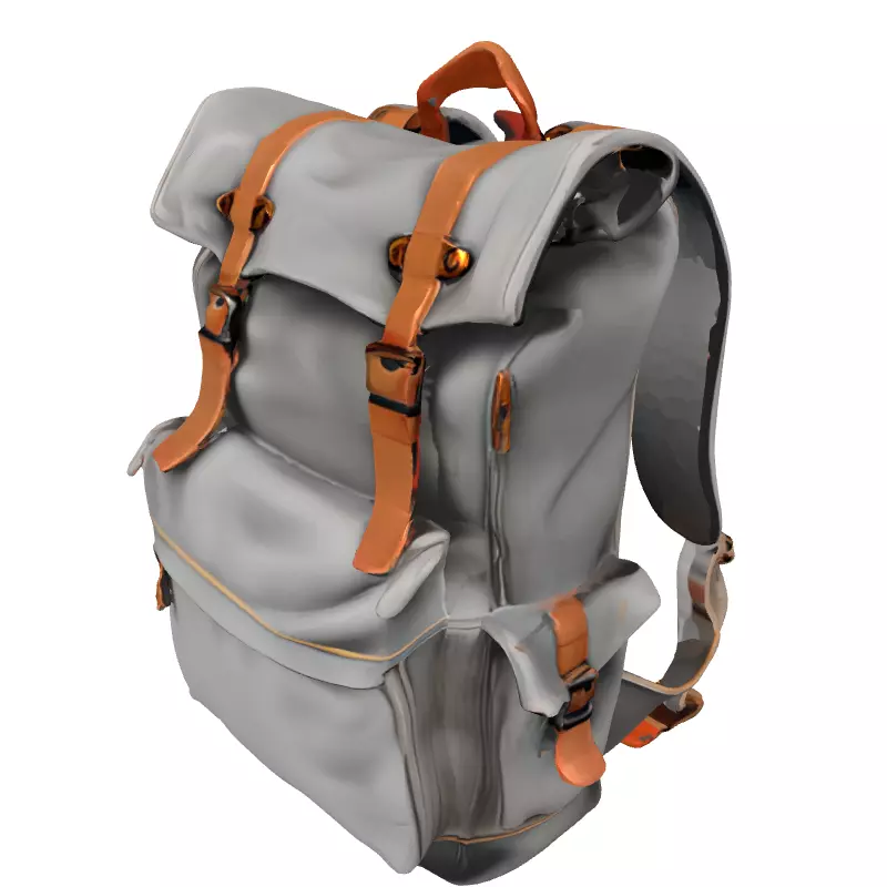 Vintage Canvas Leather Backpack Low-poly 3D model_2