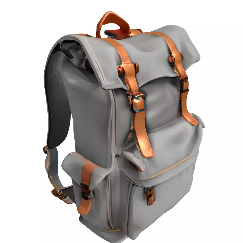 Vintage Canvas Leather Backpack Low-poly 3D model_3