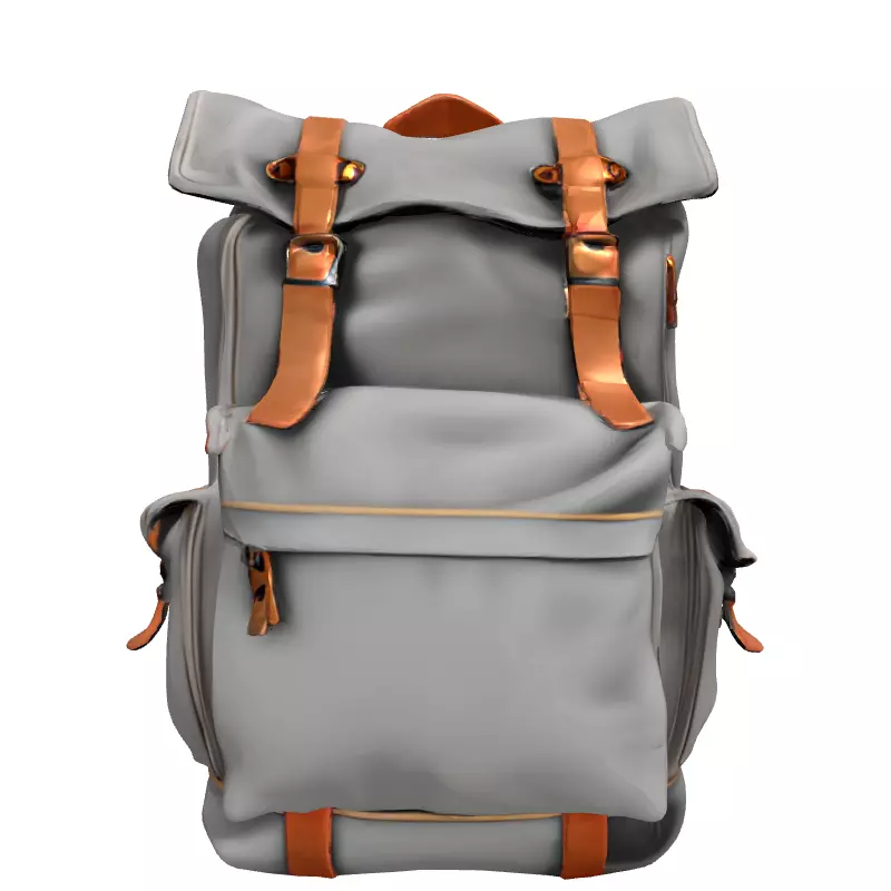 Vintage Canvas Leather Backpack Low-poly 3D model_4