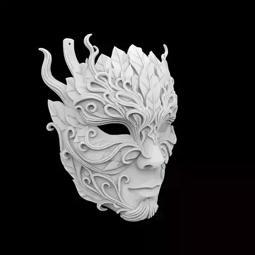 Mask of the Forest Spirit Sculpture 3D Printable Model