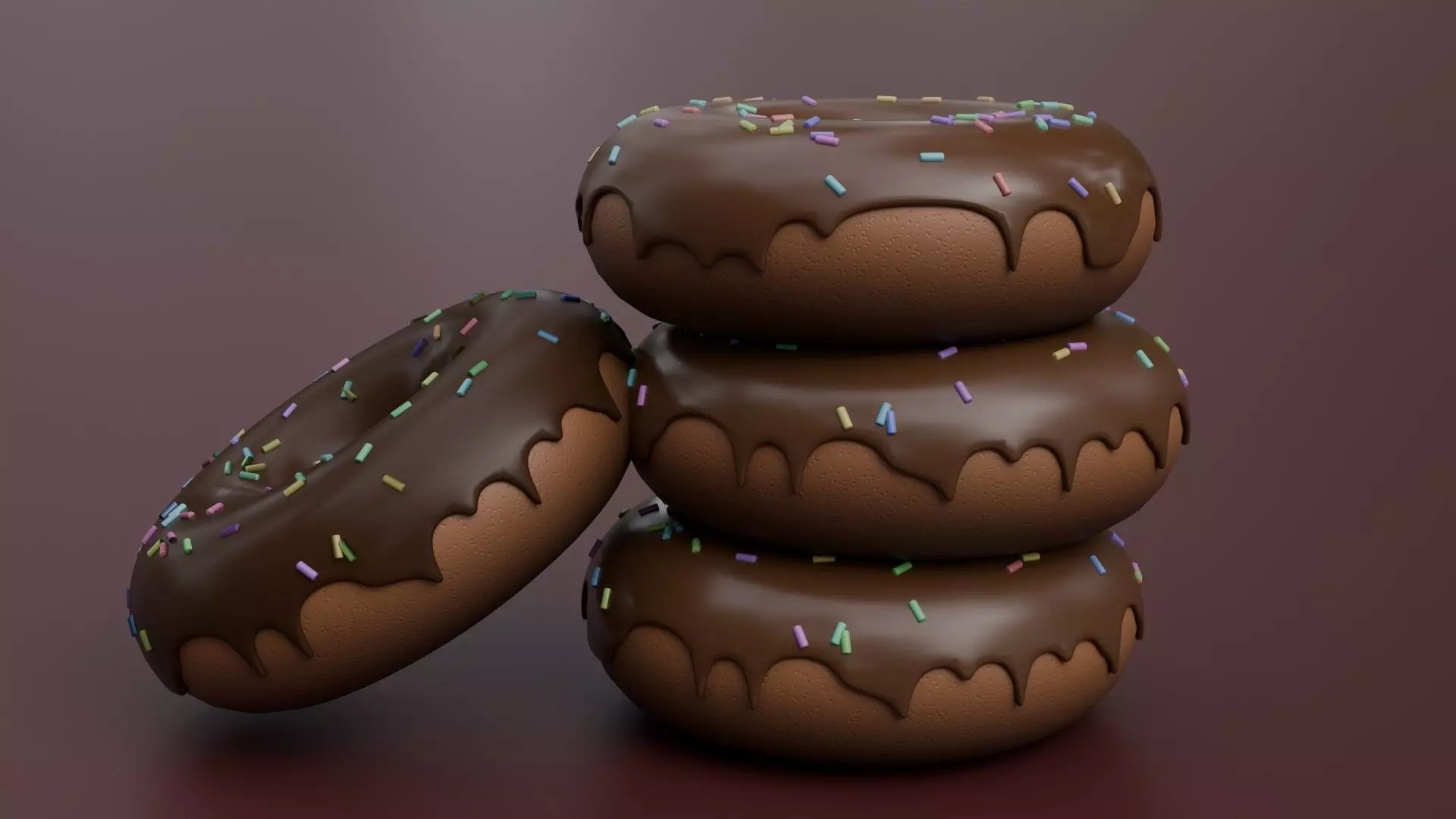 Chocolate Donut with Sprinkles 3D model_2