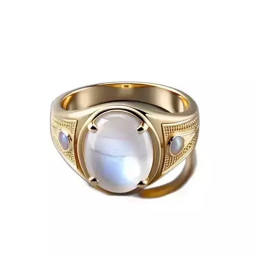Gold Moonstone Gemstone Signet Ring