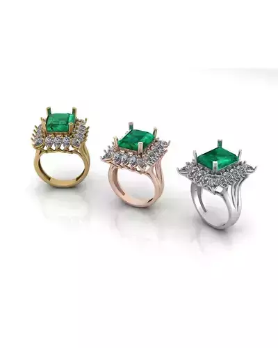 emerald and pear high jewelry ring 