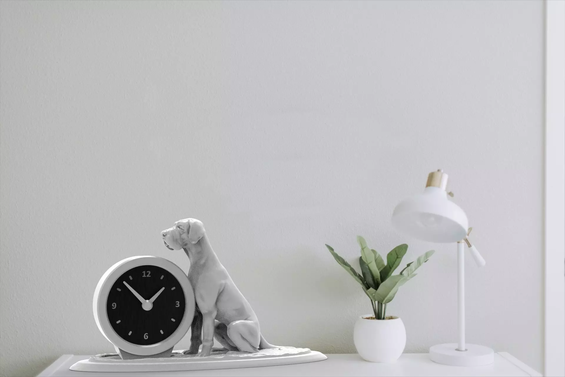 Dog desk clock 3D print model_3