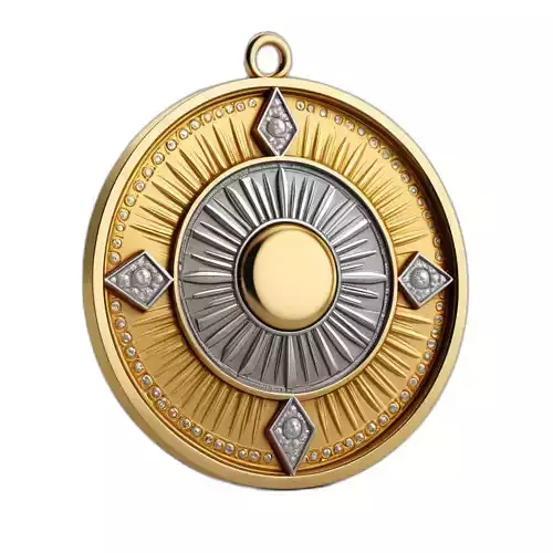 Ornate Golden Sun Medallion Pendant