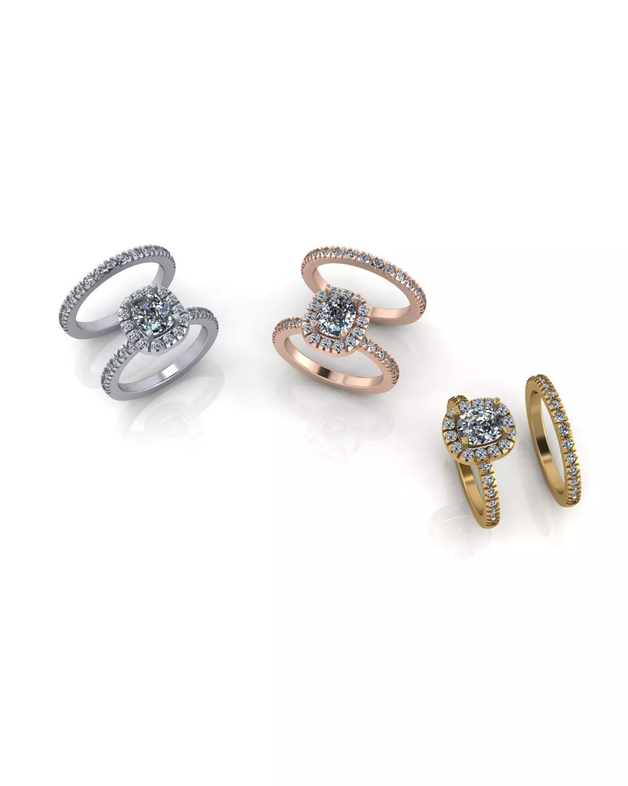 engagement cushion jewelry ring 3D print model